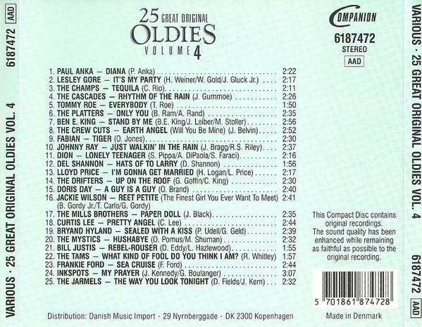 25 Great Original Oldies Volume 4 : Back
